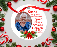 Load image into Gallery viewer, Christmas Photo Ornament - A little bit of Heaven in our home 3.5 inch round