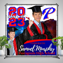 Load image into Gallery viewer, Graduation Vinyl Backdrop with Two Photos - RUSH or STANDARD Turnaround