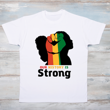 Load image into Gallery viewer, Black History - Fist, Our History is Strong T-Shirt