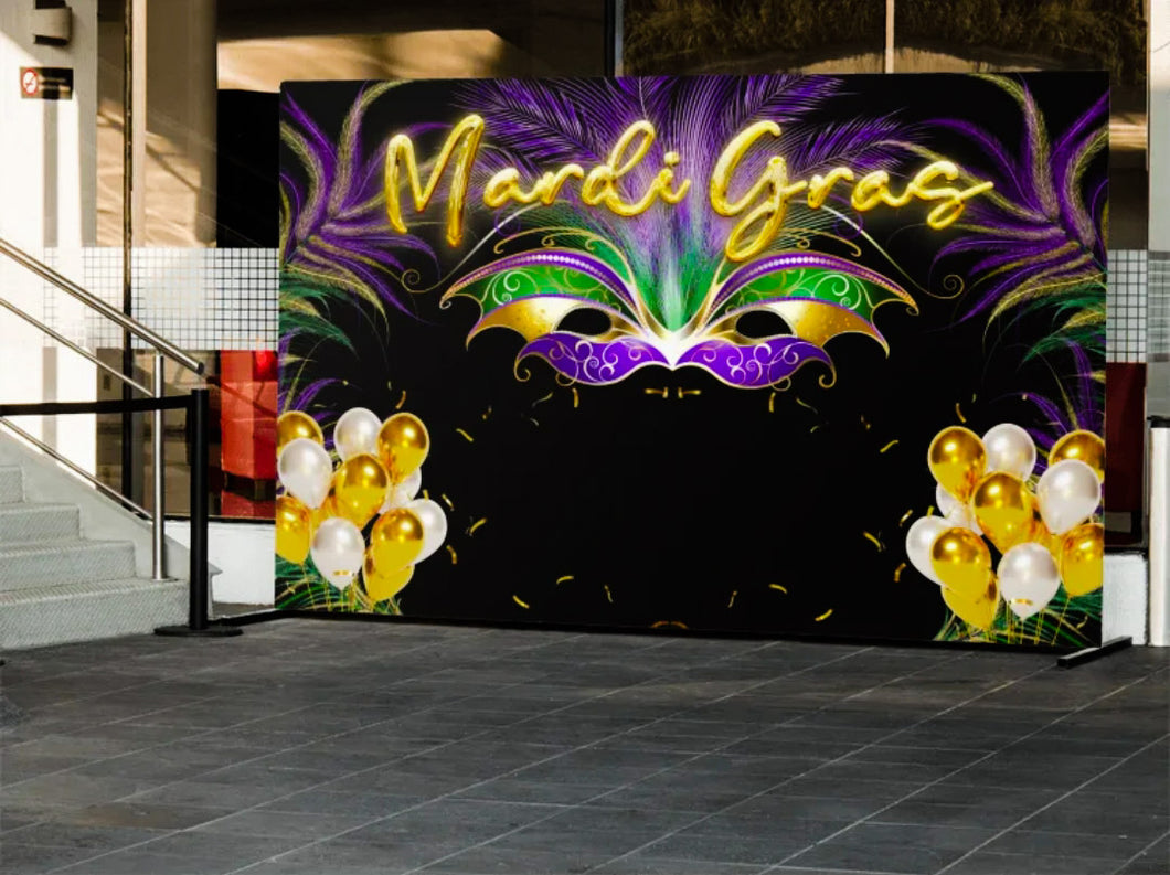 Mardi Gras Vinyl Backdrop - RUSH or STANDARD Turnaround