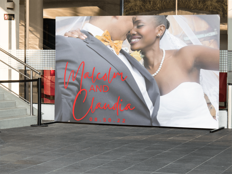 Couple Photo and Names Wedding Vinyl Backdrop