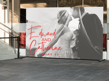 Load image into Gallery viewer, Couple Photo and Names Wedding Vinyl Backdrop