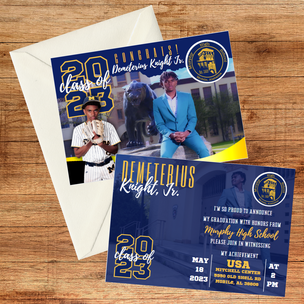 grad card front and back Graduation Invitations