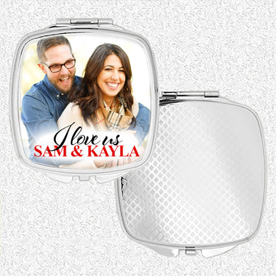 I Love Us Compact Mirror with Photo