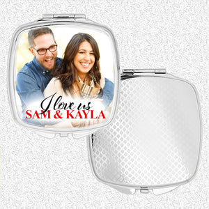 I Love Us Compact Mirror with Photo