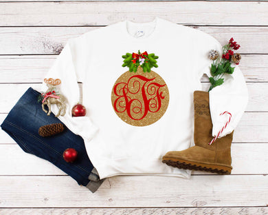 Gold Ornament Monogrammed Sweatshirt