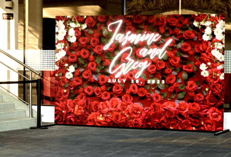 Red Rose and Baby's breath Vinyl Backdrop